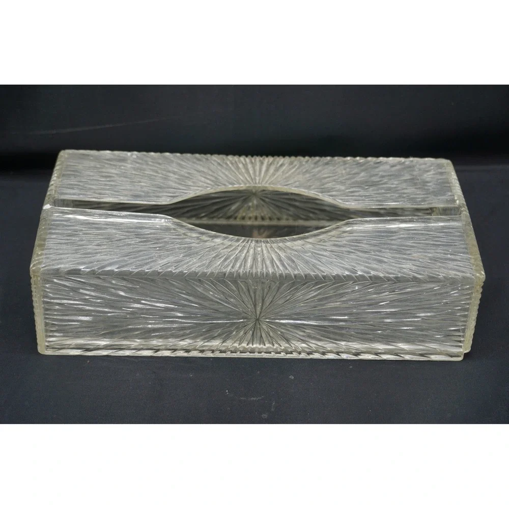 Vintage Celebrity Inc Clear Acrylic Sunburst Tissue Box Cover Made in USA 10.5in